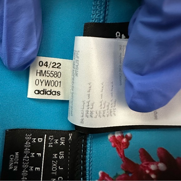 Ivy Park x Adidas Blue Floral Printed Striped Women Leggings Size M - Picture 14 of 14